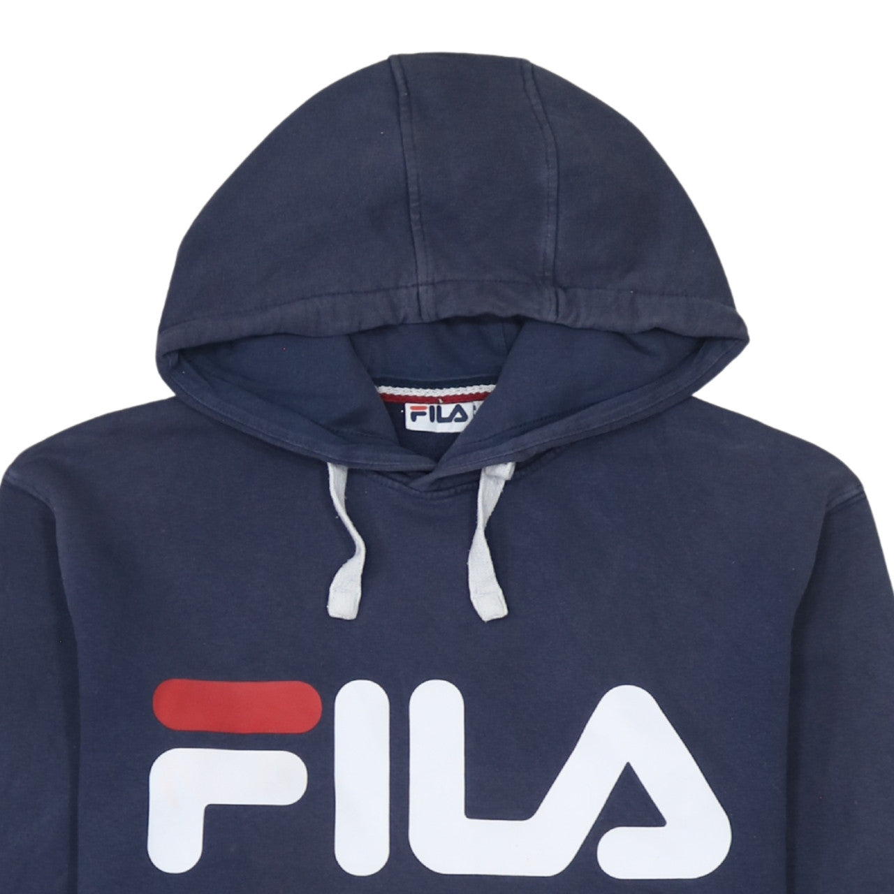 FILA Men Blue Pullover Hoodie Small Logo Fleece Sweatshirt