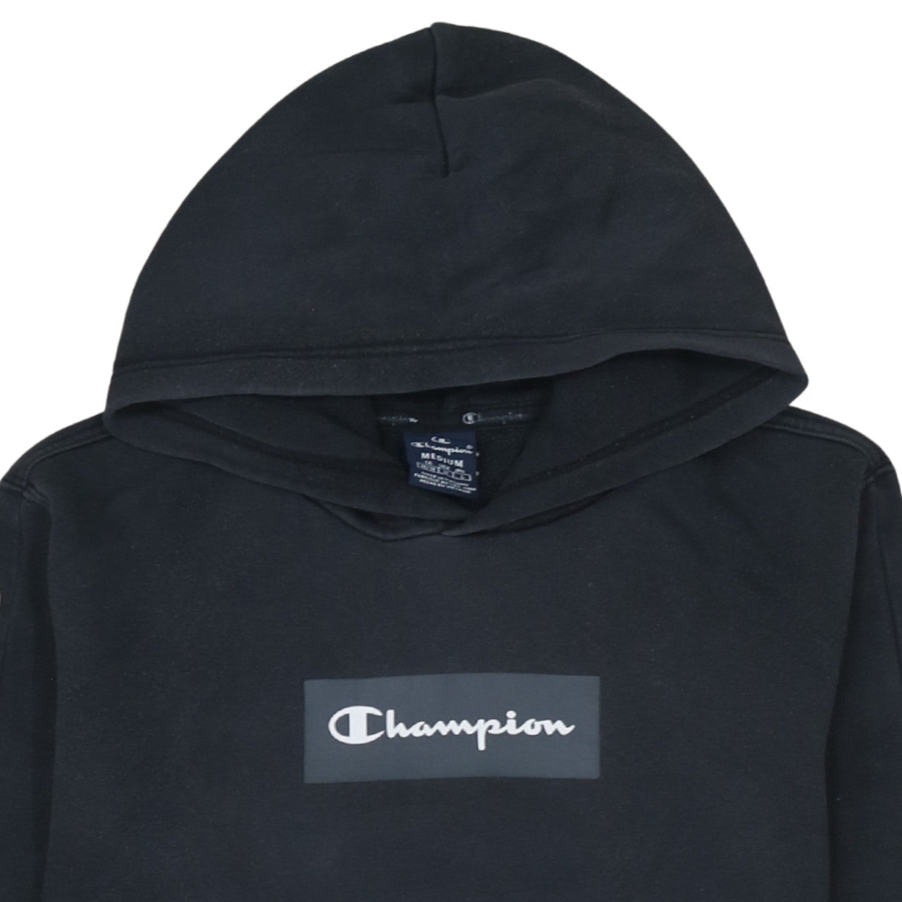 Champion Men's Black Medium Pullover Hoodie Logo Graphic