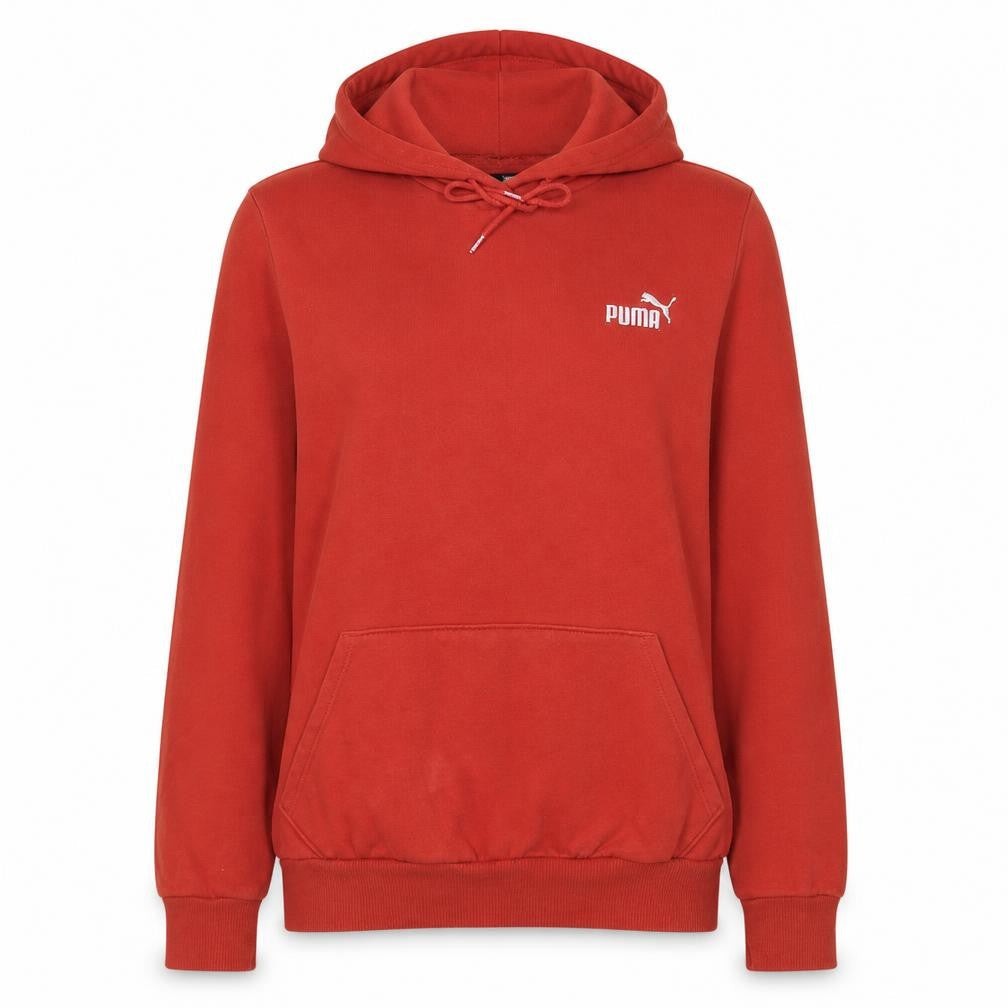 Front view of Puma Women's Red Pullover Hoodie, size M, Regular Fit Sweatshirt