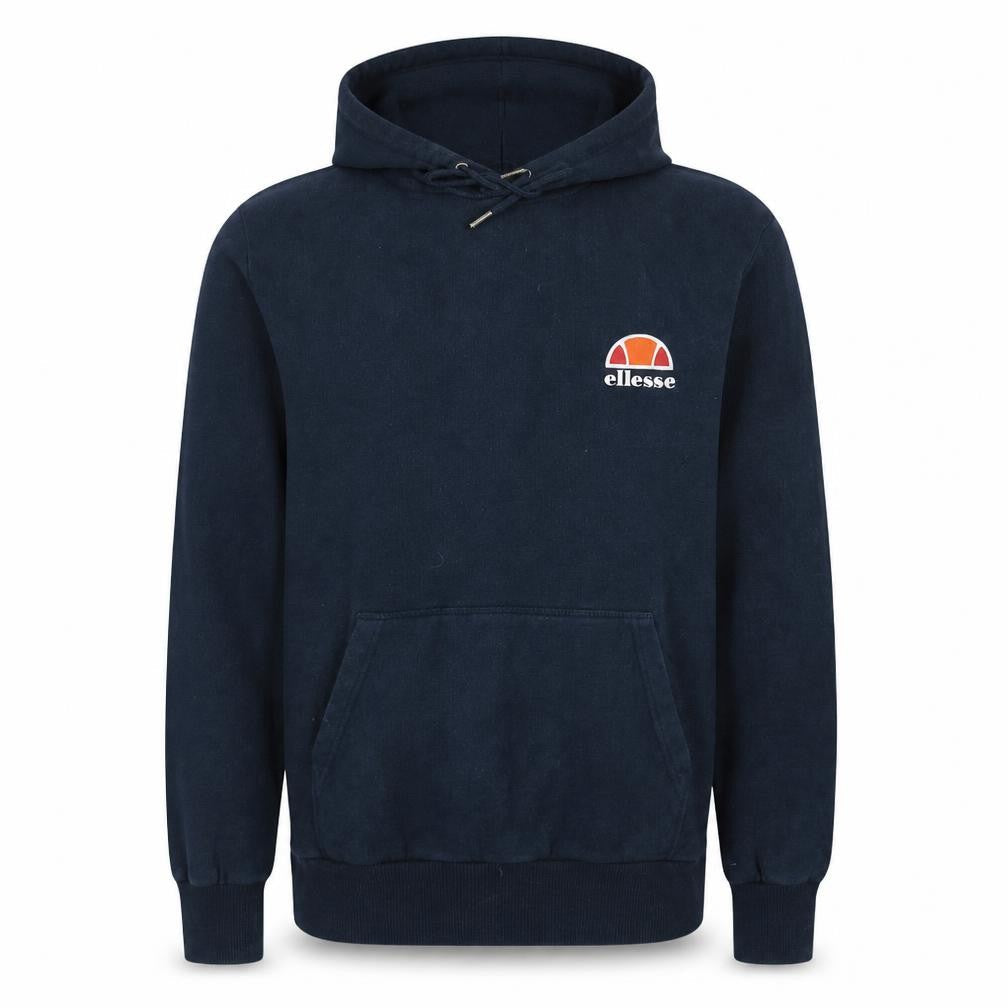 Front view of Ellesse men’s blue pullover hoodie uk m logo sportswear sweatshirt