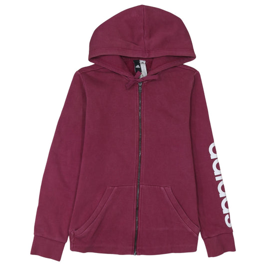 Adidas Womens Burgundy Full Zip Hoodie Size M Cotton Blend