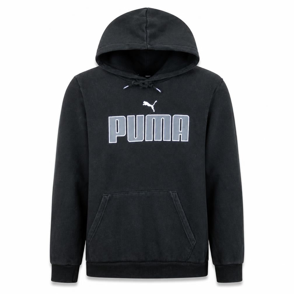 Puma Men's Black Pullover Hoodie Size L Graphic Logo Fleece