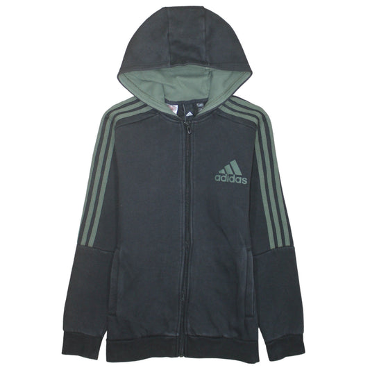 Adidas Boys Black Full Zip Hoodie 13-14 Years Hooded Sports Sweatshirt