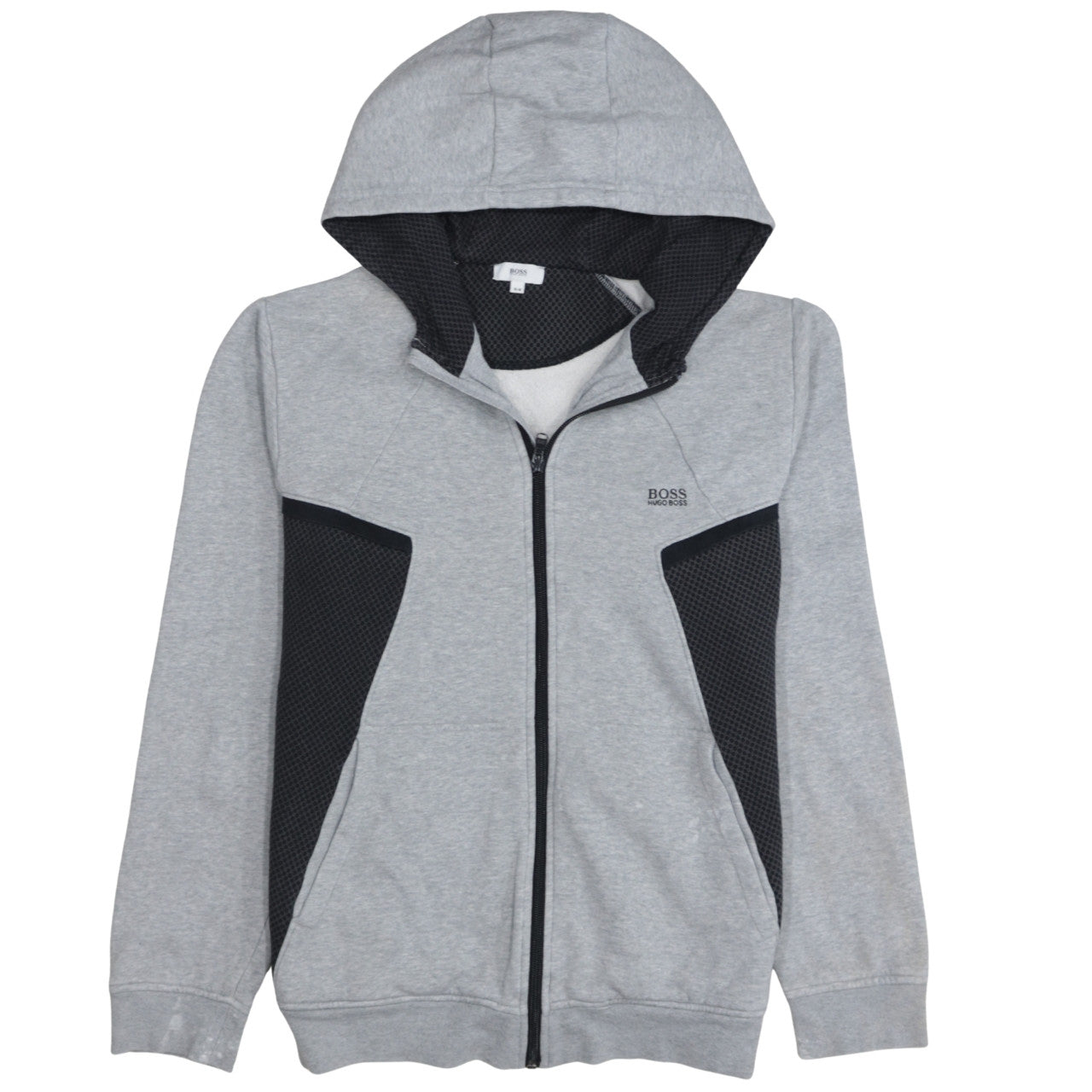 Hugo Boss Boys Grey Full Zip Hoodie Size 16 M Mesh Panel Lightweight