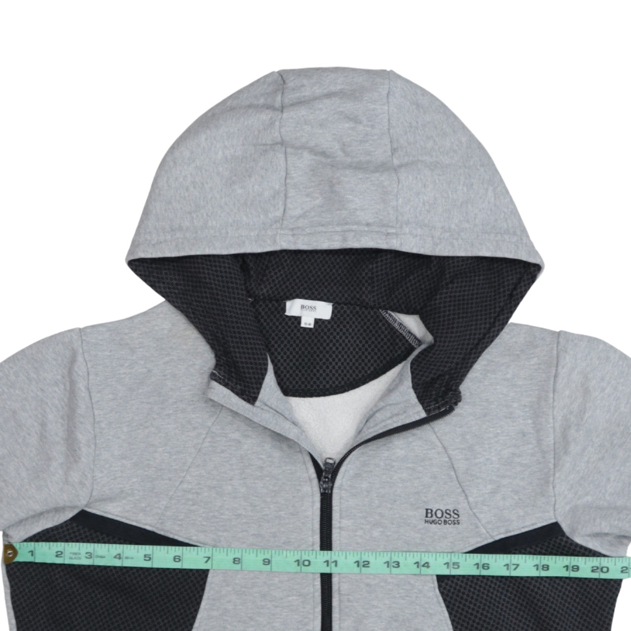 Hugo Boss Boys Grey Full Zip Hoodie Size 16 M Mesh Panel Lightweight