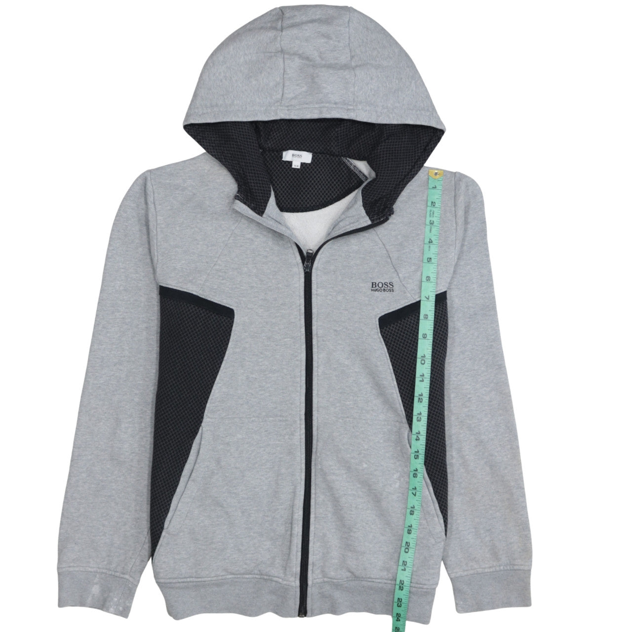Hugo Boss Boys Grey Full Zip Hoodie Size 16 M Mesh Panel Lightweight