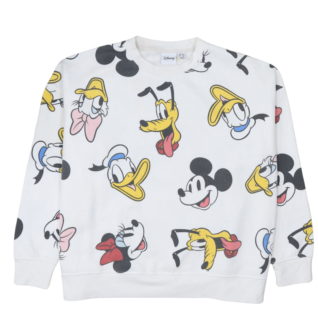 Disney Women White XL Sweatshirt Mickey Minnie Donald Pluto Pullover