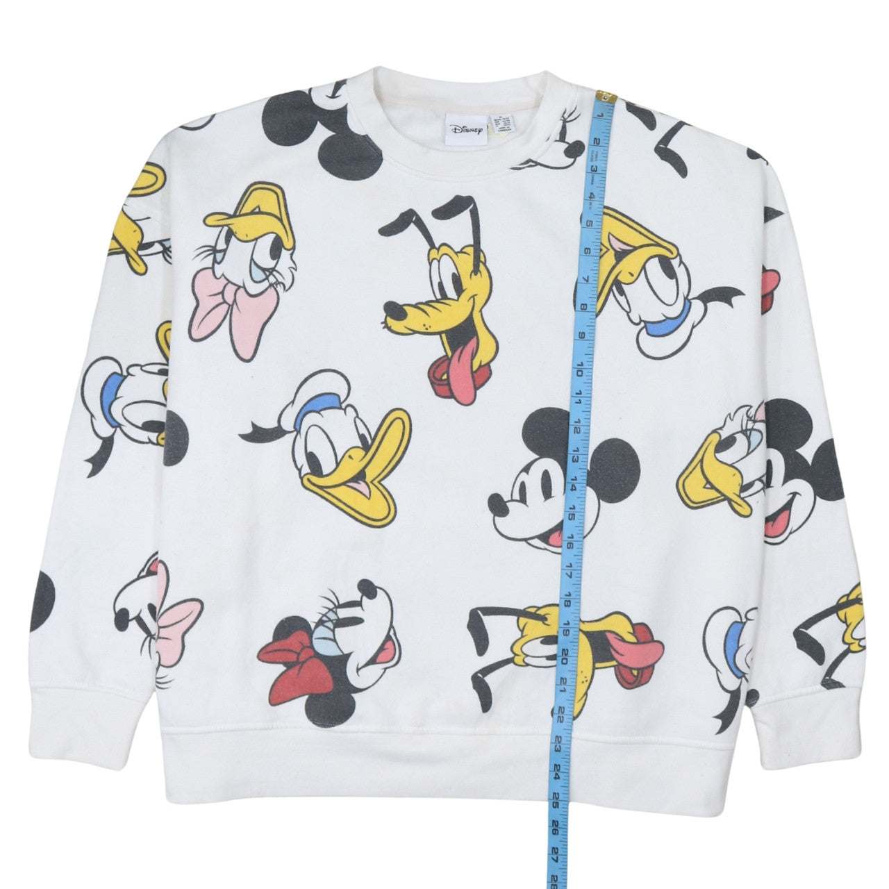 Disney Women White XL Sweatshirt Mickey Minnie Donald Pluto Pullover