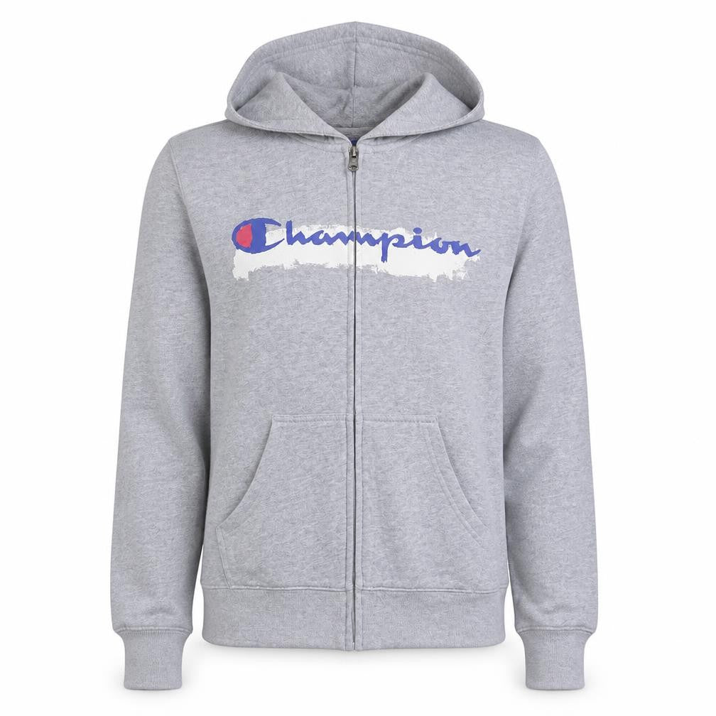 Champion Men's Grey Full Zip Hoodie Small Logo Sportswear