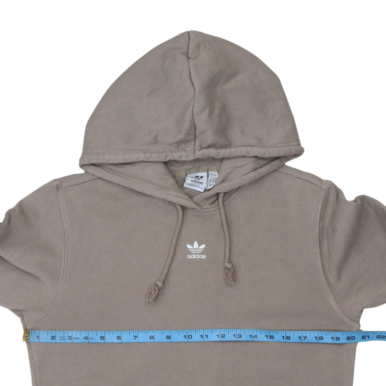 Adidas Womens Beige Pullover Hoodie Size 8 Cotton Blend Casual