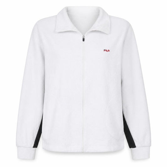 Fila Womens White Fleece Full Zip Jacket Size 12 Regular Fit