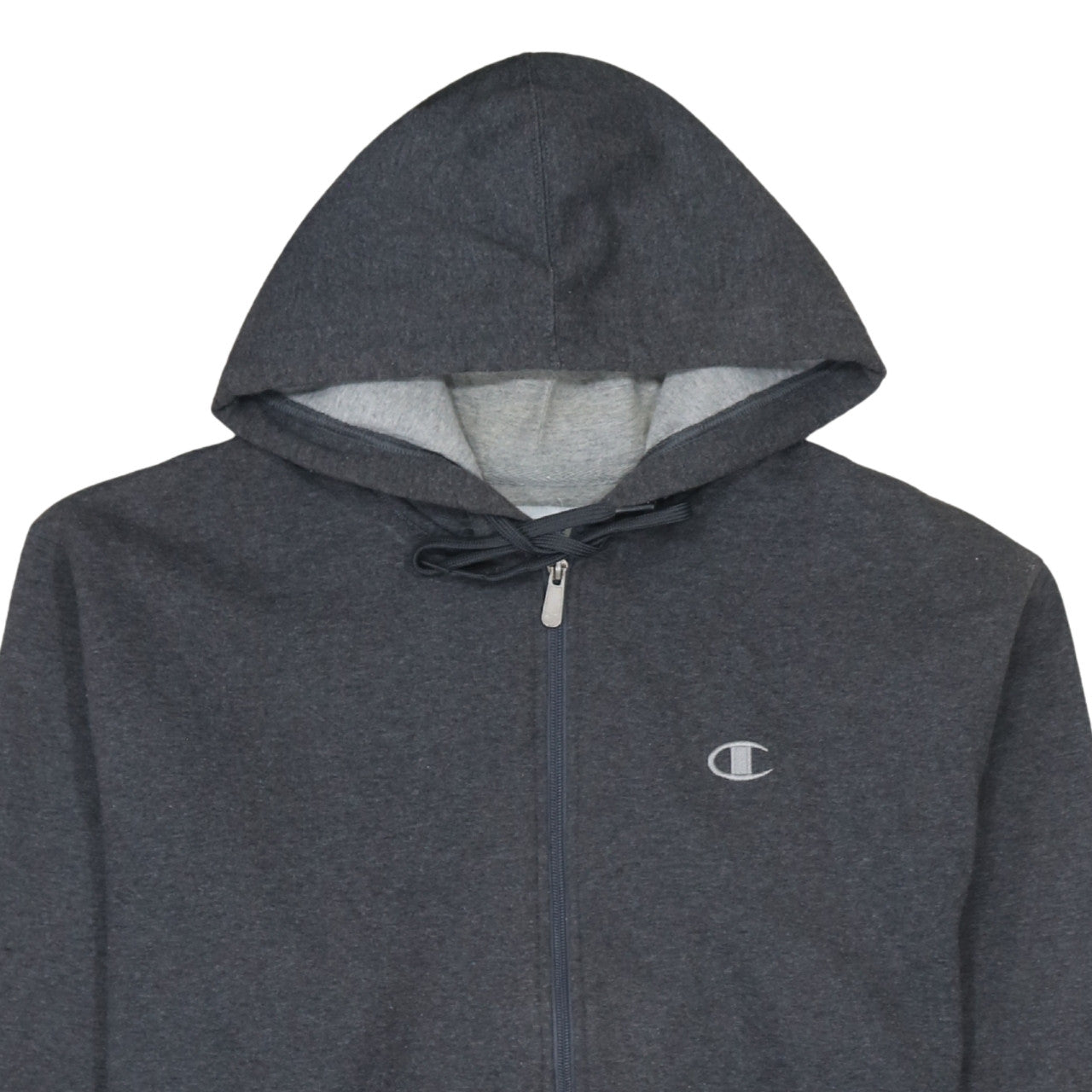 Champion Men’s Grey Full Zip Hoodie M Regular Fit Logo Fleece