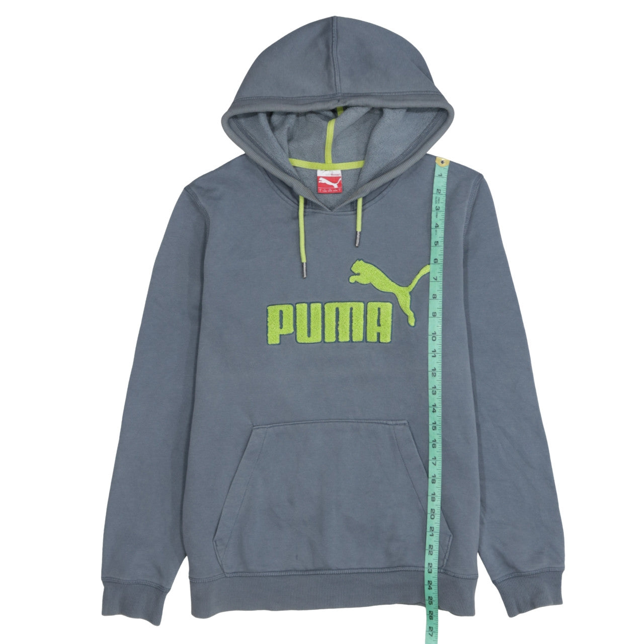 Puma Men's Grey Pullover Hoodie S Logo Sports Fleece Sweatshirt
