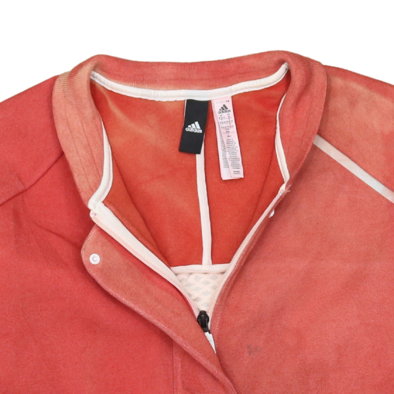 Adidas Womens Coral Red Full Zip Sweatshirt Size M 12-14 Lined Pockets
