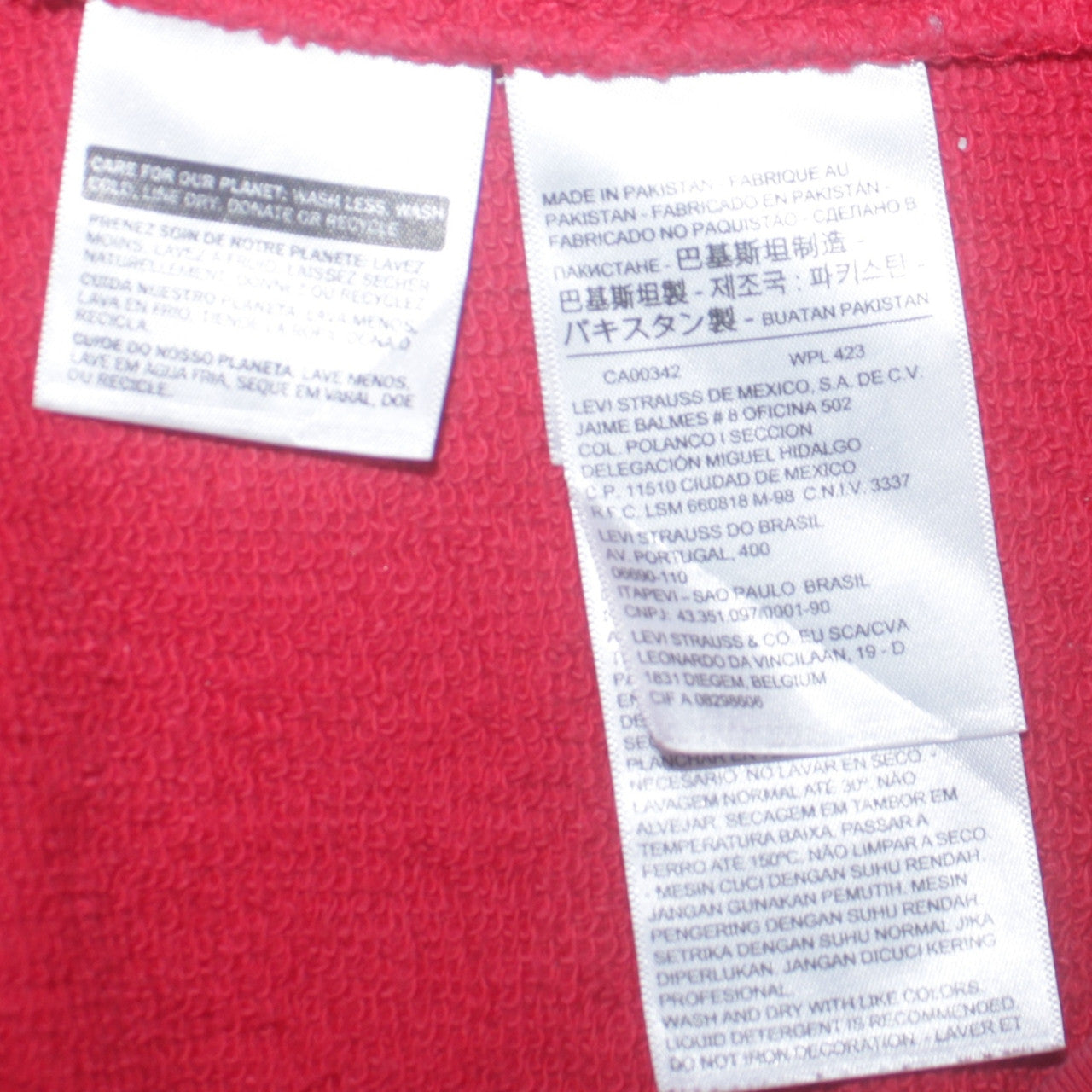 Levi's Men's Red Logo Crew Neck Pullover Sweatshirt Size S