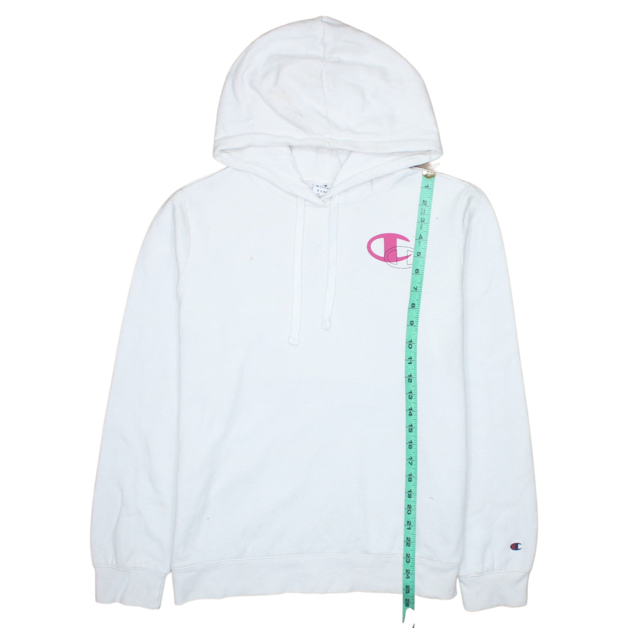 Champion Women White XL Pullover Hoodie Pink Logo Cotton Blend