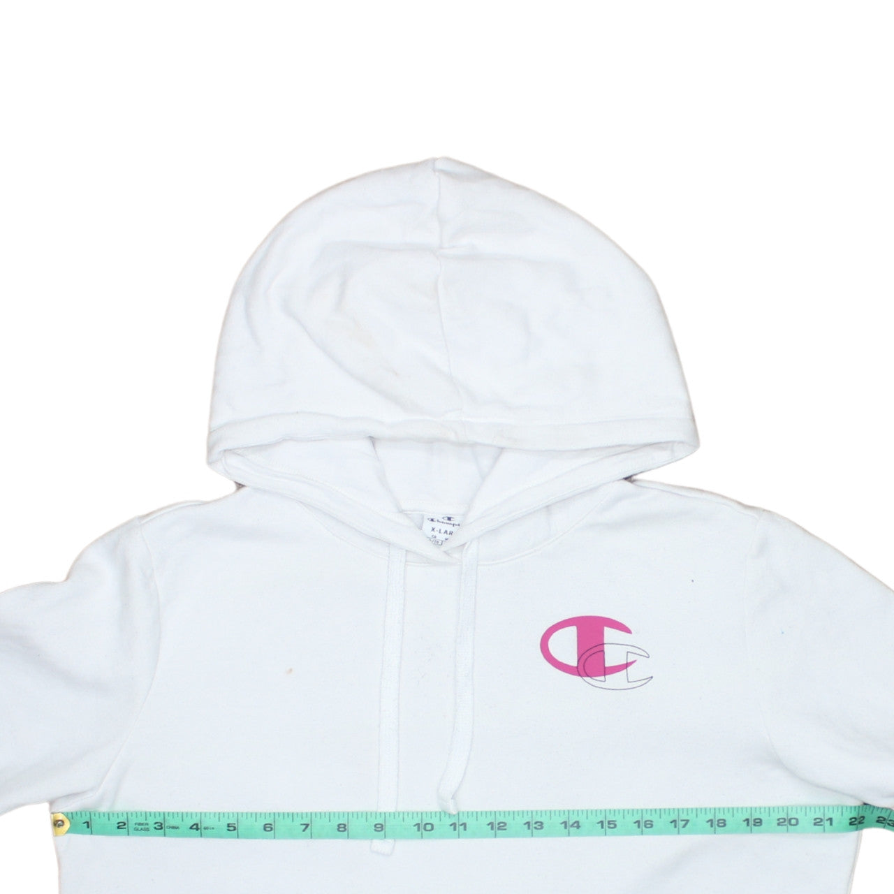 Champion Women White XL Pullover Hoodie Pink Logo Cotton Blend