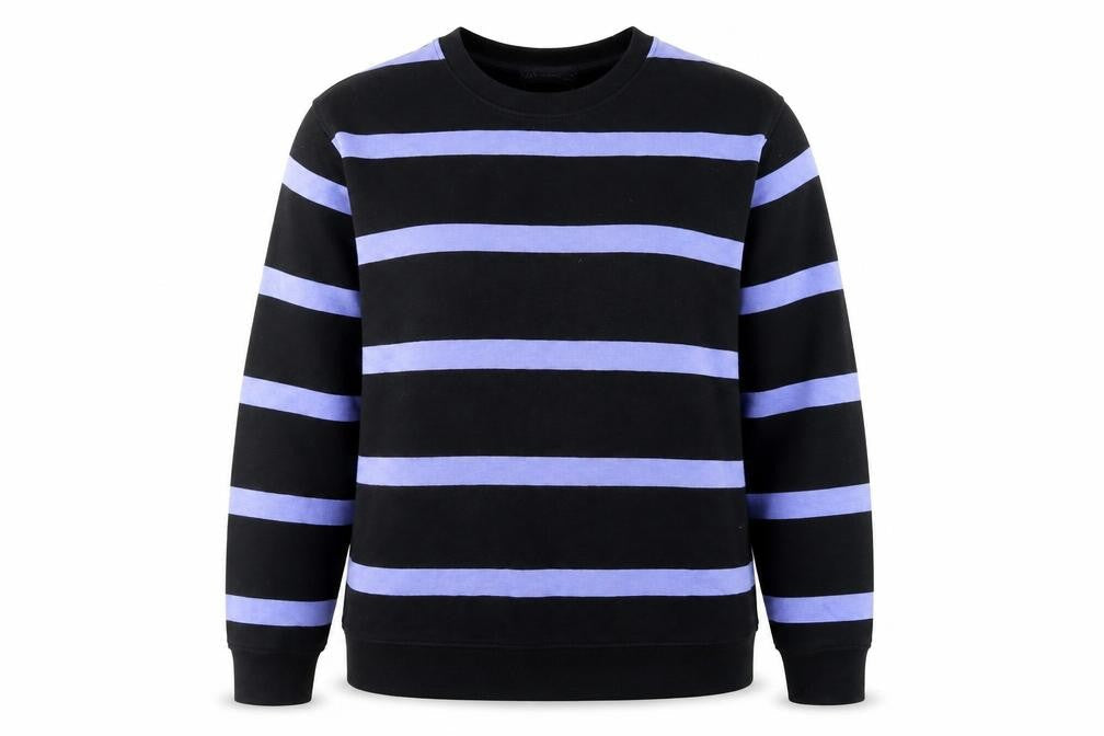 Marks and Spencer Women Black Purple Striped Pullover Sweatshirt M