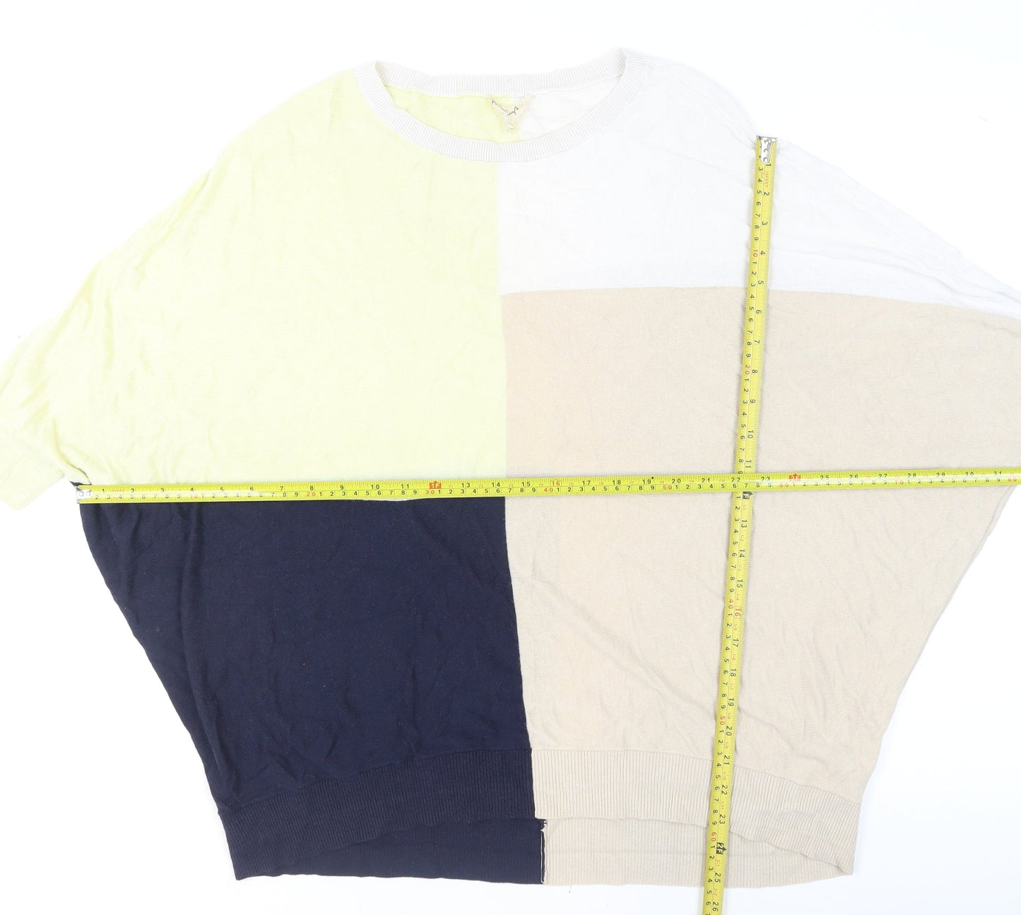 Phase Eight Womens Colour Block Beige Navy Knit Jumper L