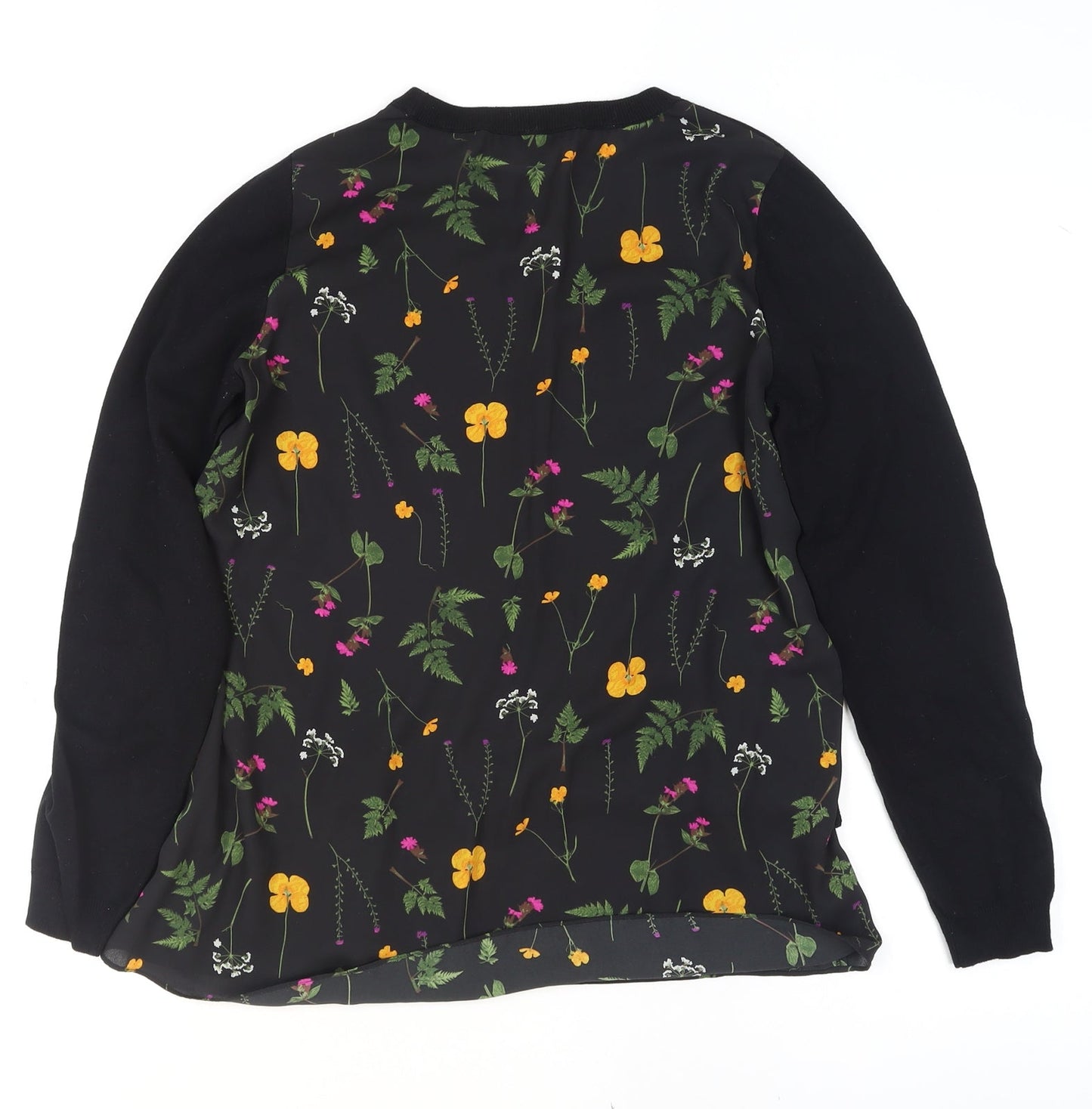 Next Women's Black Floral Hem Pullover Jumper Size 10