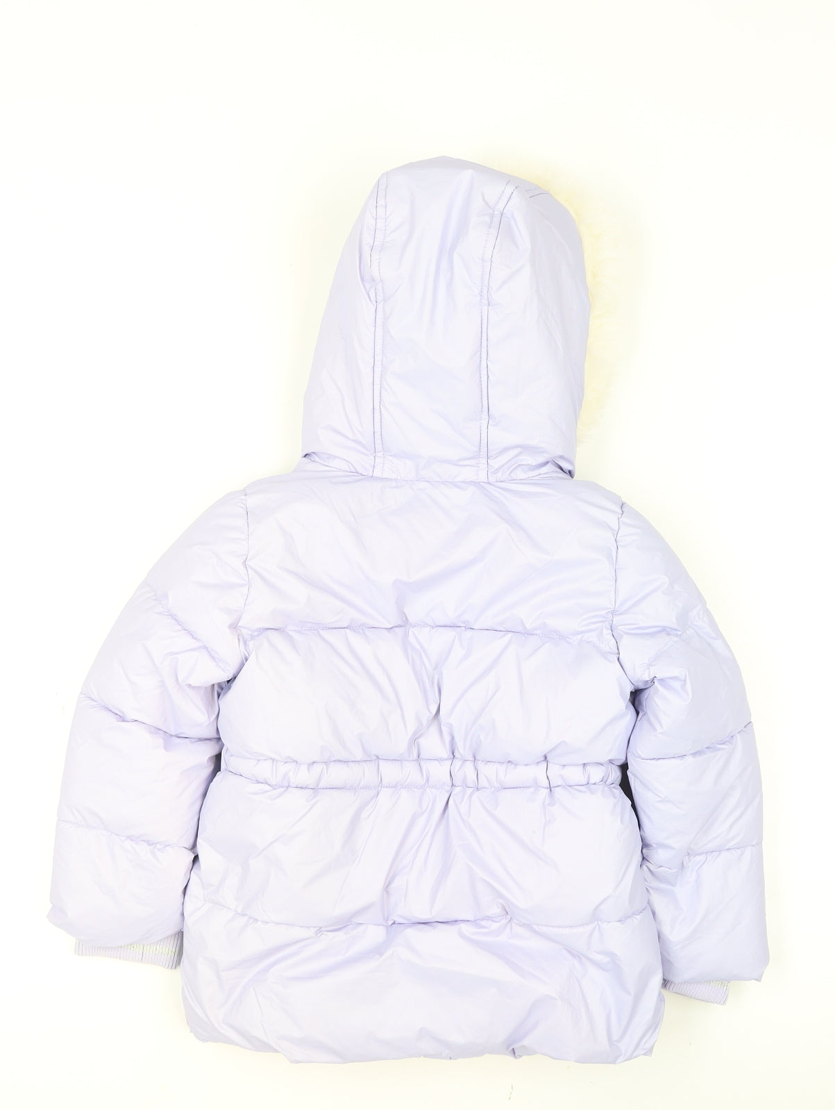 Marks and Spencer Girls Purple Hooded Puffer Jacket 4-5 Years Faux Fur Trim
