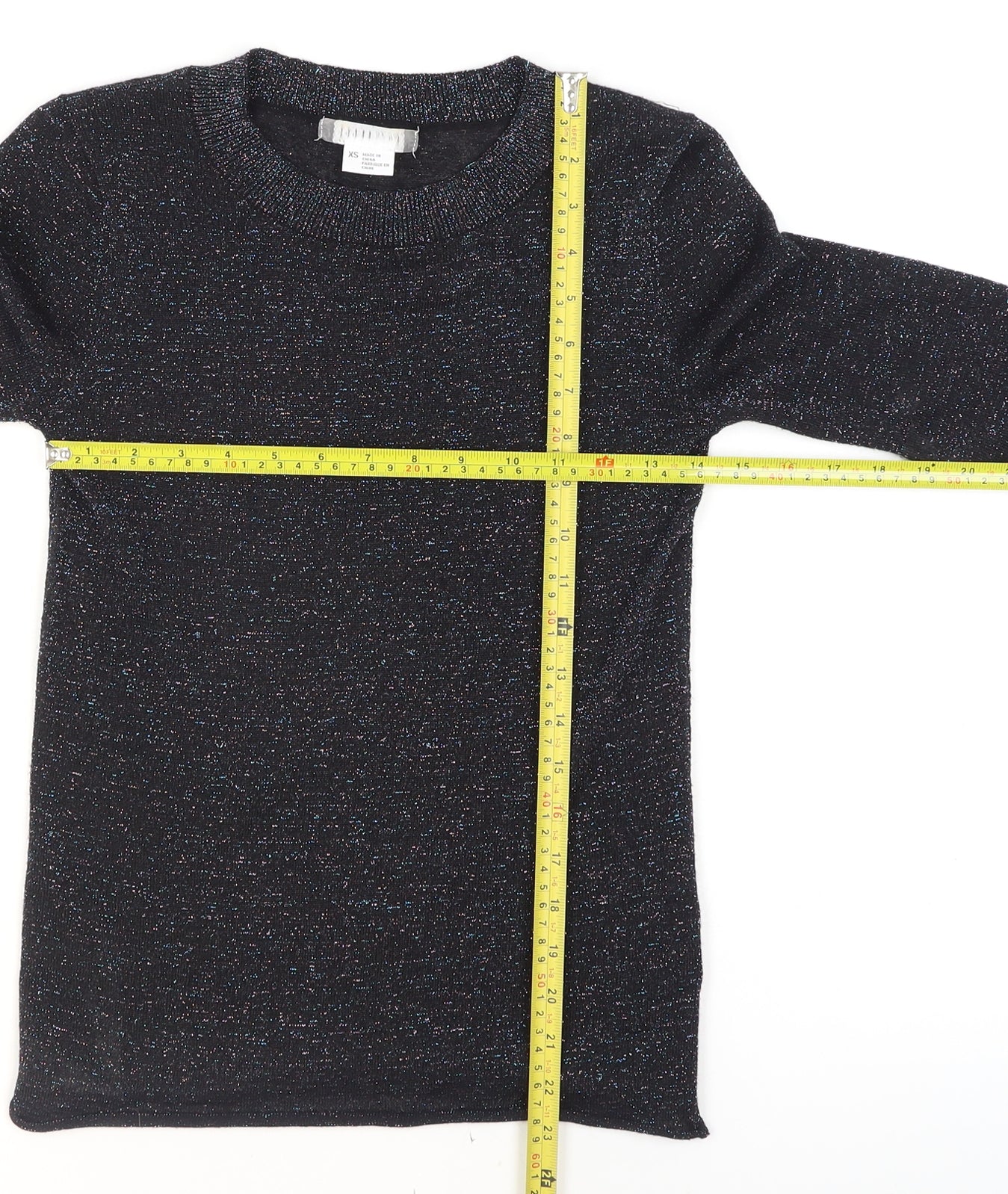 Cooperative Women's Black Glitter Knit XS Pullover Jumper