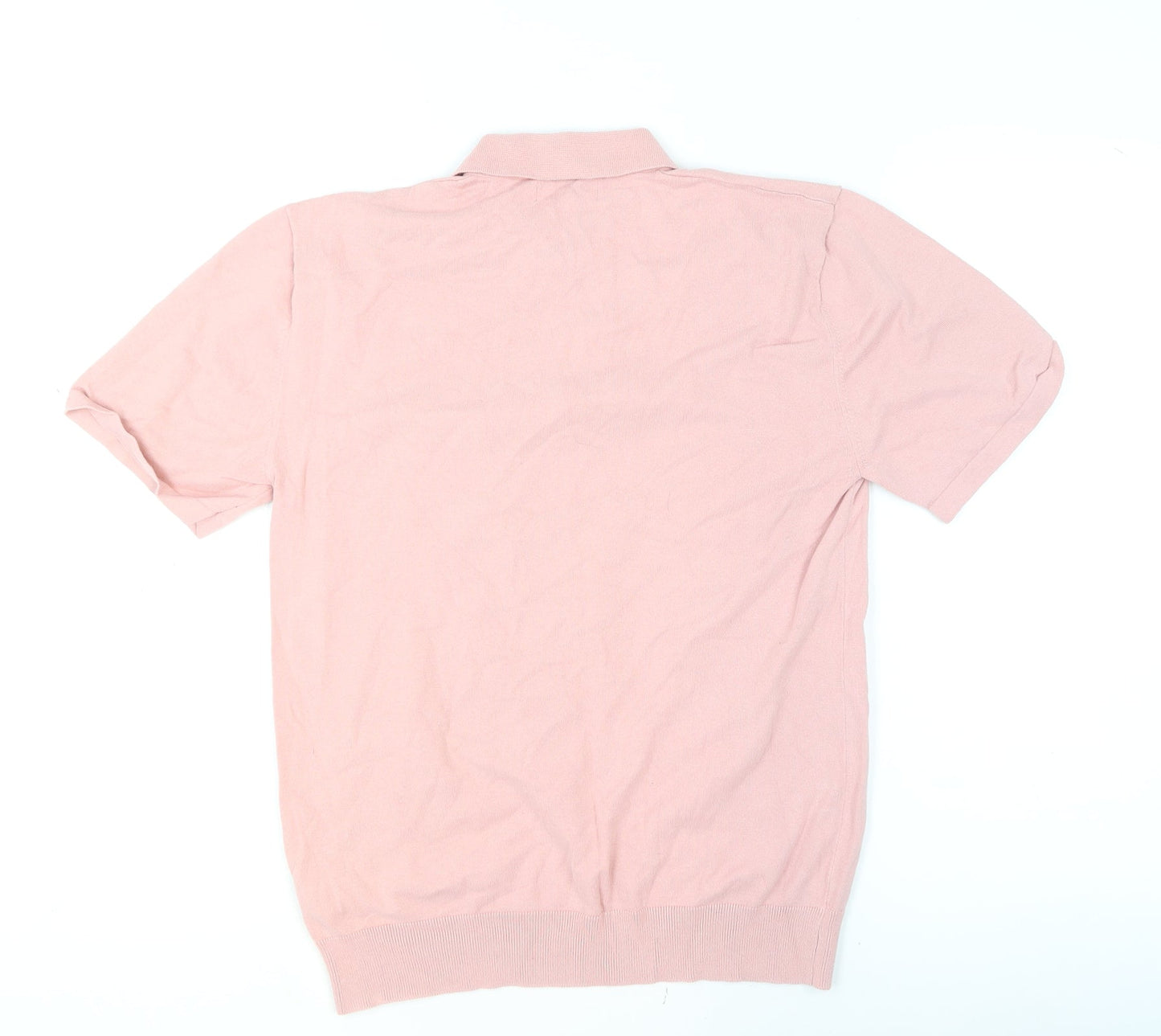 Next Men's Pink 1/4 Zip Cotton Polo Shirt Size S Regular Fit
