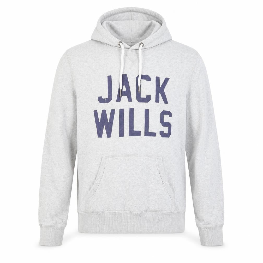 Jack Wills Mens Grey XS Pullover Hoodie with Logo Print