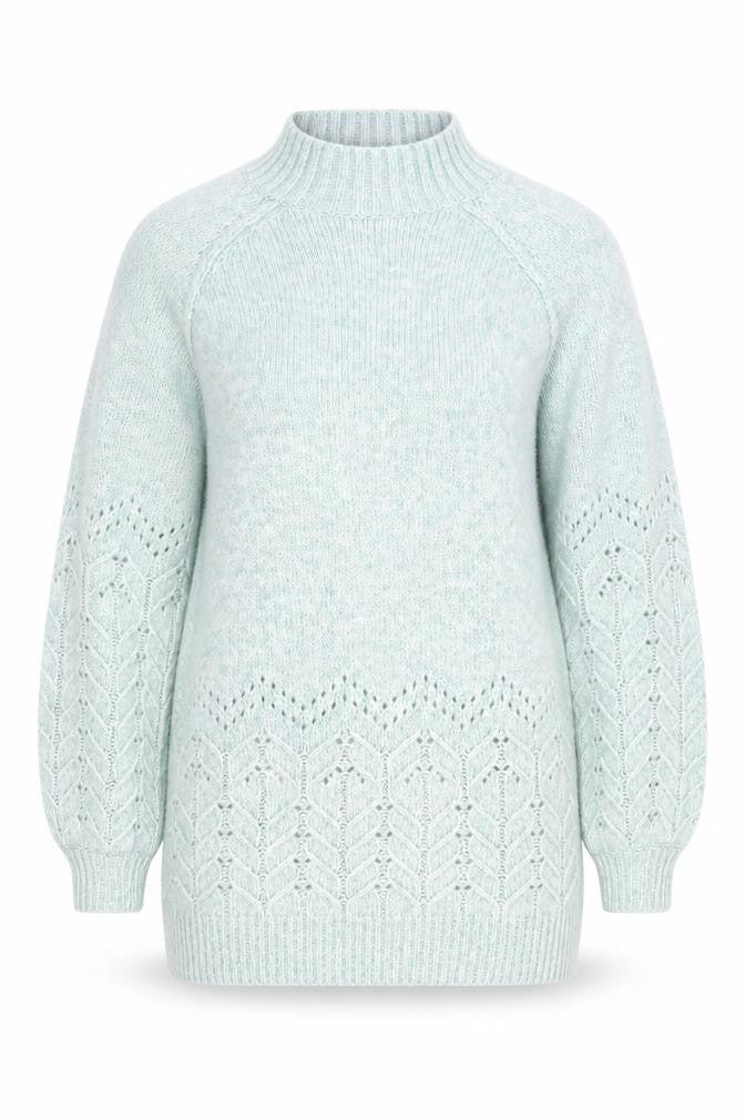 M&Co Women’s Green Mock Neck Balloon Sleeve Knit Jumper Size 18