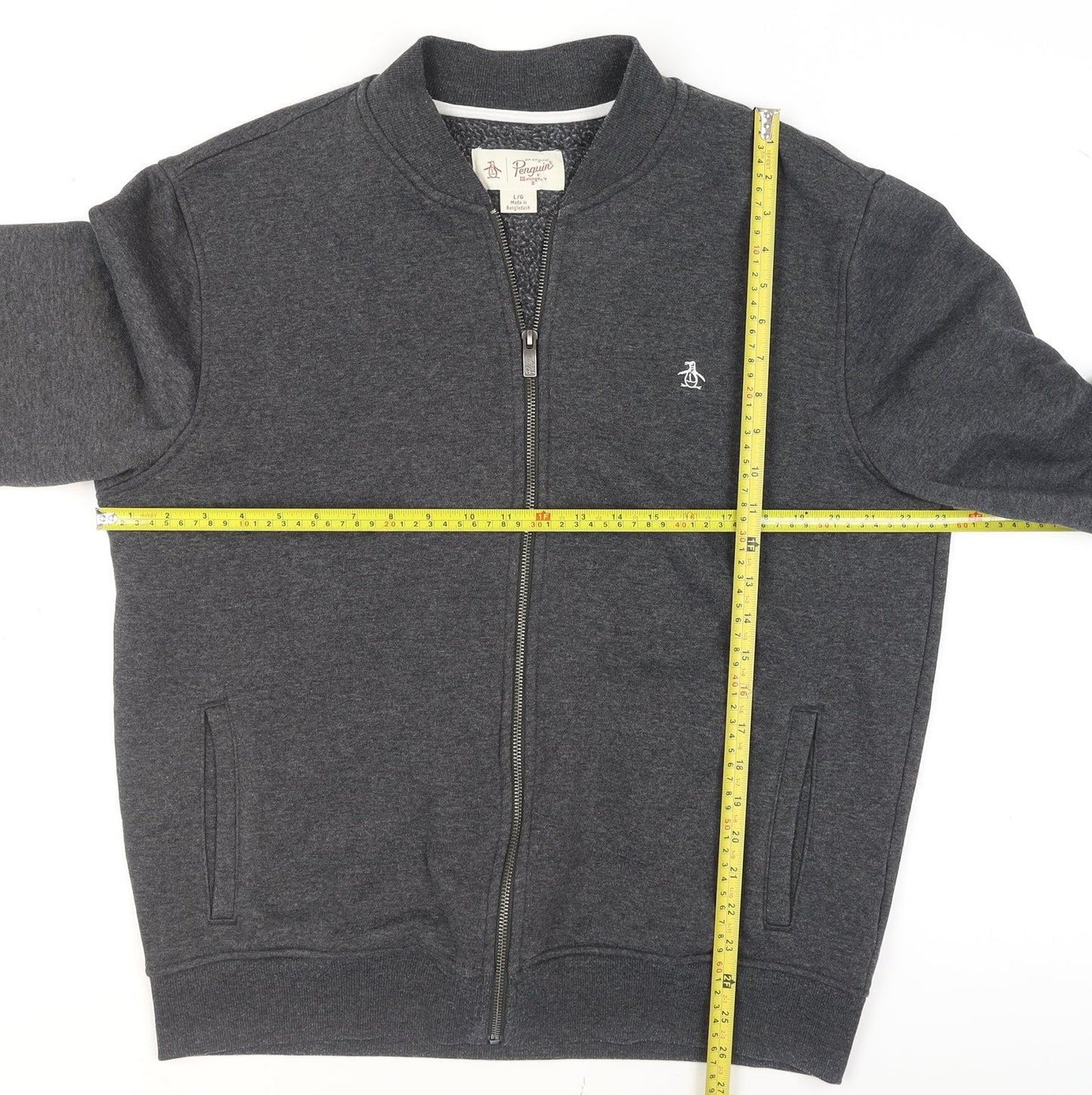 Original Penguin Men’s Grey Full Zip Sweatshirt L Regular Fit