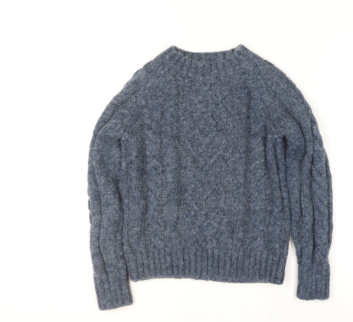 Marks and Spencer Per Una Women's Blue Cable Knit Jumper Size S