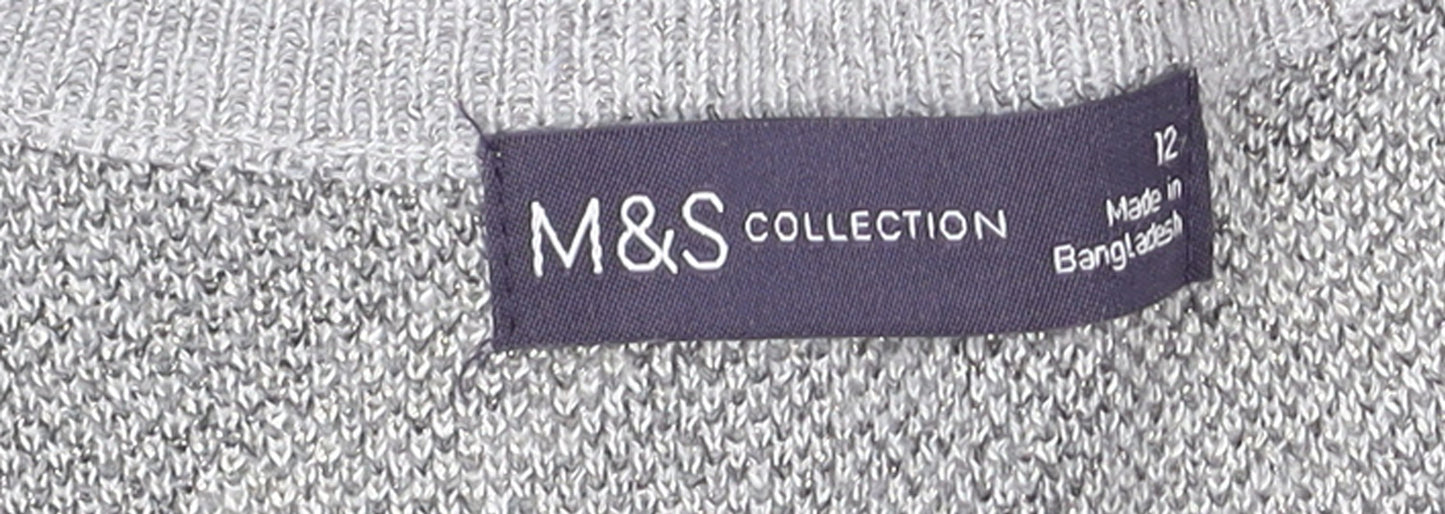 Marks and Spencer Women’s Grey Striped Knit Pullover Jumper Size 12