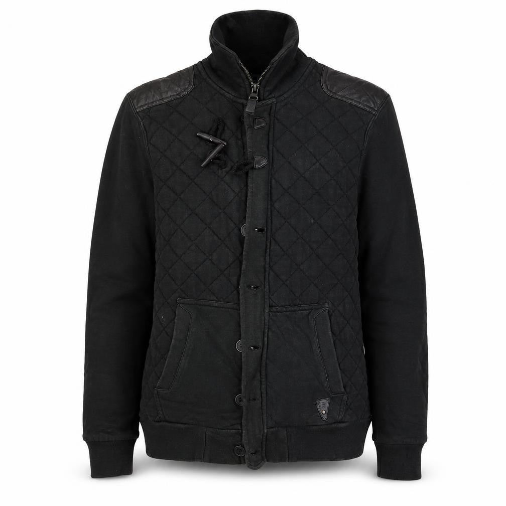River Island Men’s Black Quilted Cotton Jacket Size M Casual Mid-Length