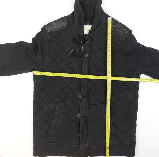 River Island Men’s Black Quilted Cotton Jacket Size M Casual Mid-Length