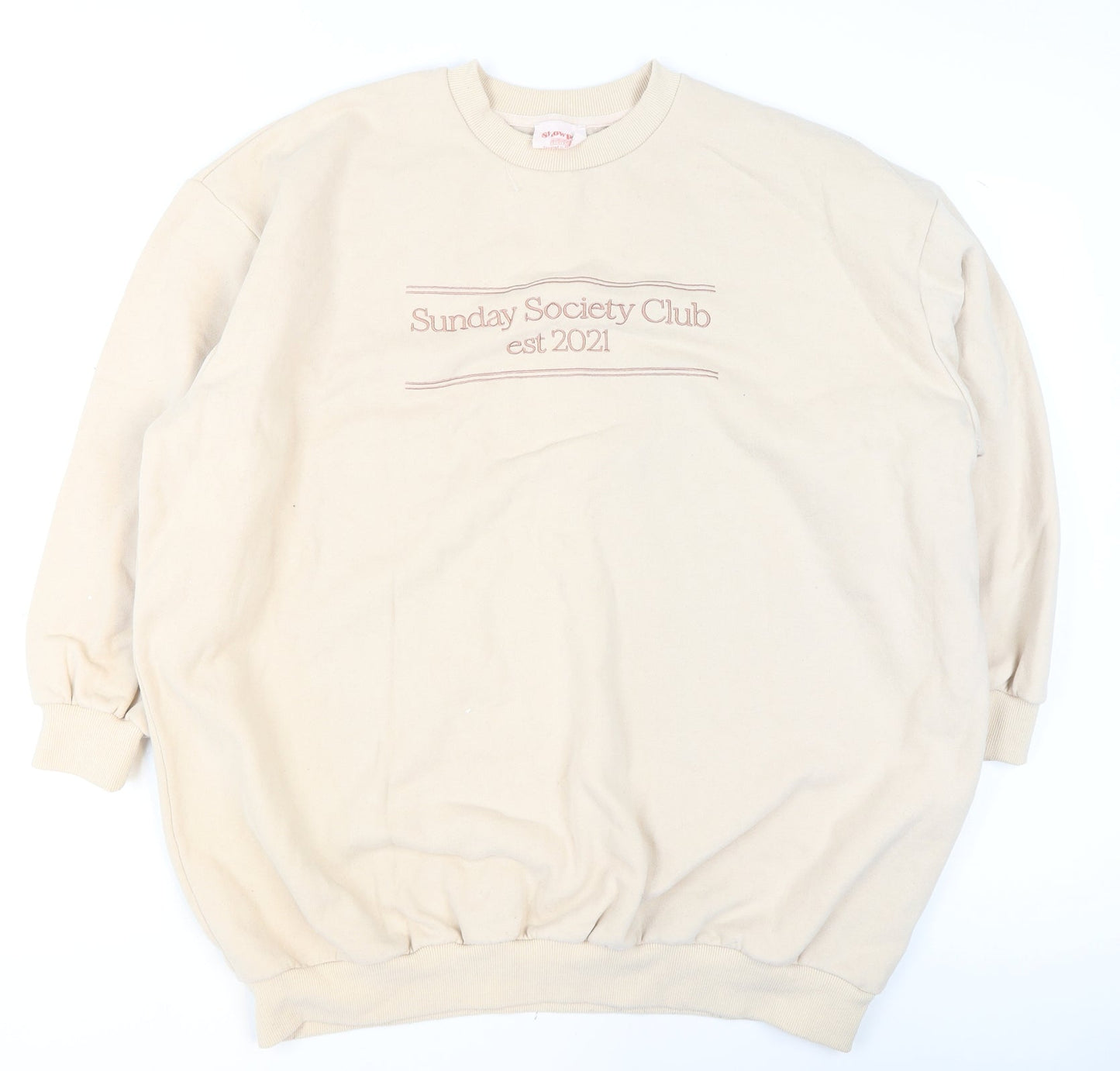 Showpo Women Beige Pullover Sweatshirt Size 12 Cotton Blend