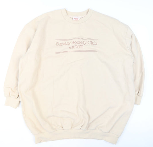 Showpo Women Beige Pullover Sweatshirt Size 12 Cotton Blend