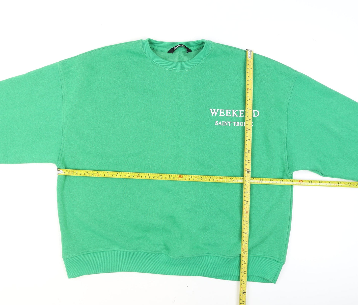 Yours Women Green Crew Neck Pullover Sweatshirt UK 16 Saint Tropez Print