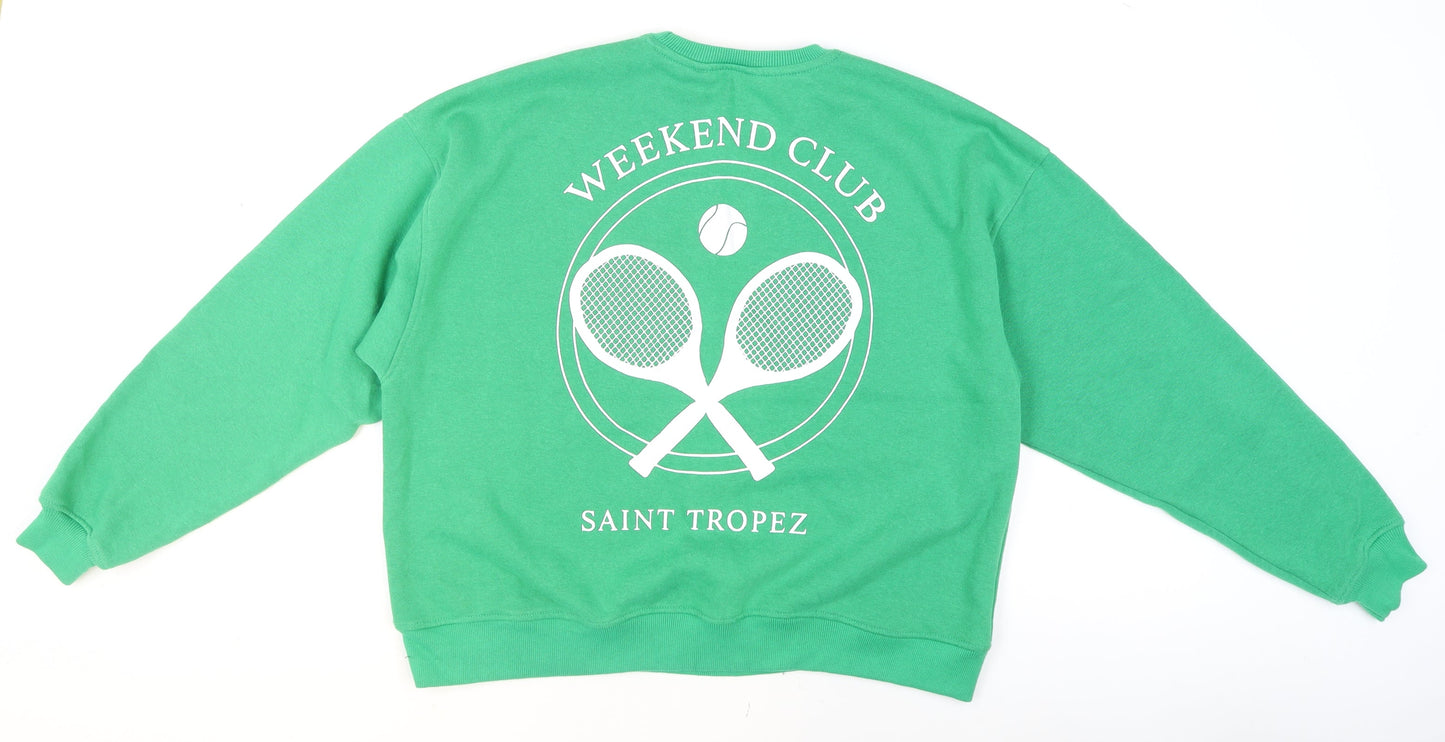 Yours Women Green Crew Neck Pullover Sweatshirt UK 16 Saint Tropez Print