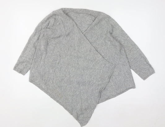 Boden Women Grey Wool Blend Wrap Jumper UK 14 V-Neck Knit