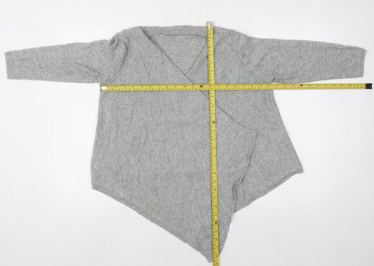 Boden Women Grey Wool Blend Wrap Jumper UK 14 V-Neck Knit