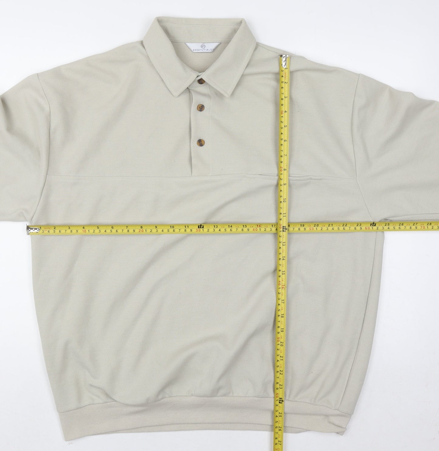 Essentials Men's Beige Classic L Henley Sweatshirt Long Sleeve