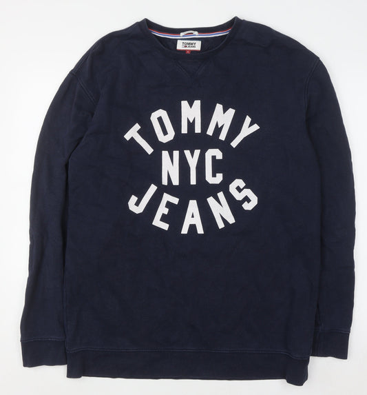 Tommy Jeans Men's Blue Relaxed Fit Crew Neck Sweatshirt L
