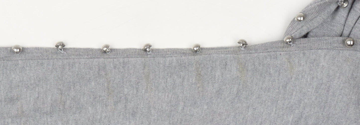 French Connection Women's Grey Beaded Boat Neck Jumper M