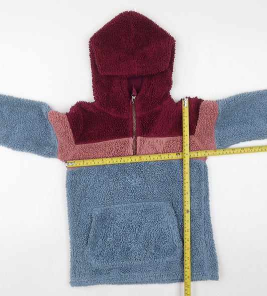 FatFace Girls Multicoloured 8-9 Years Fleece Colourblock 1/4 Zip Hoodie