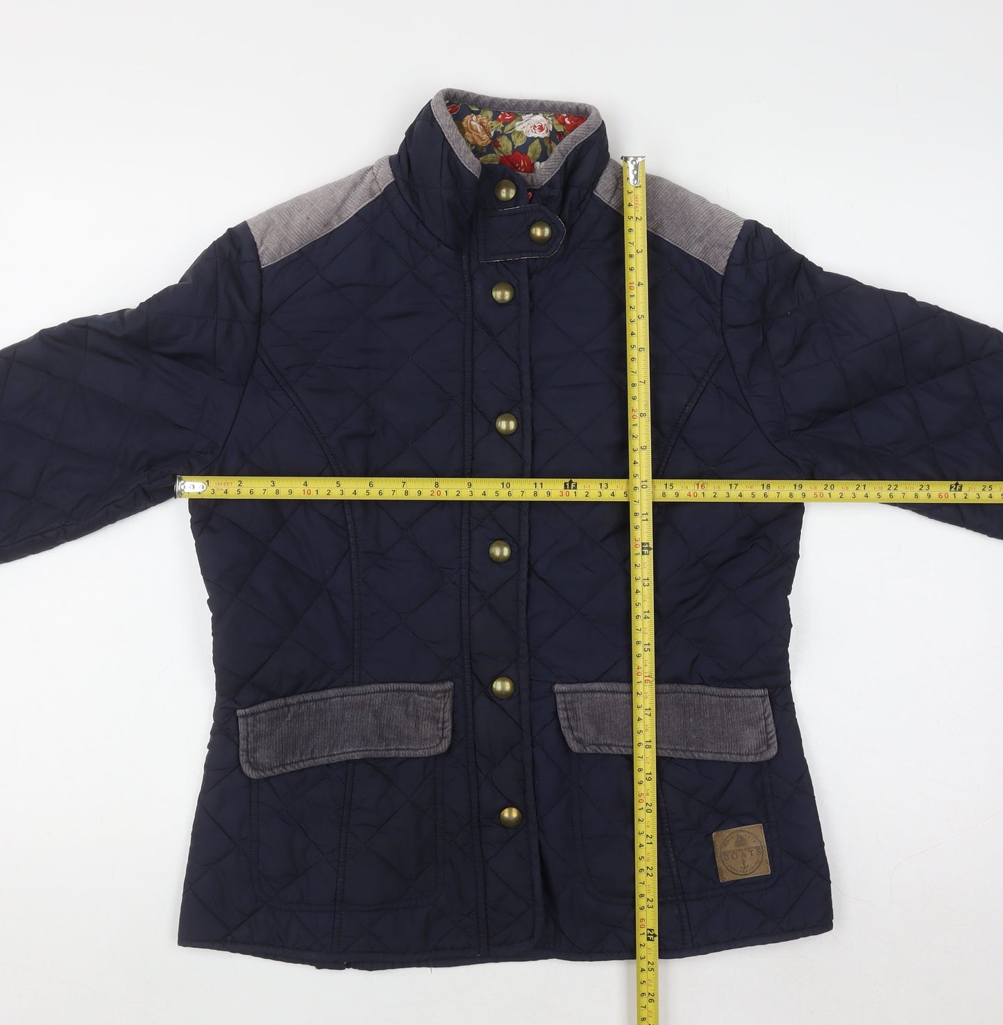 Harvey & Jones Women's Blue Quilted Mid-Length Jacket Size 10