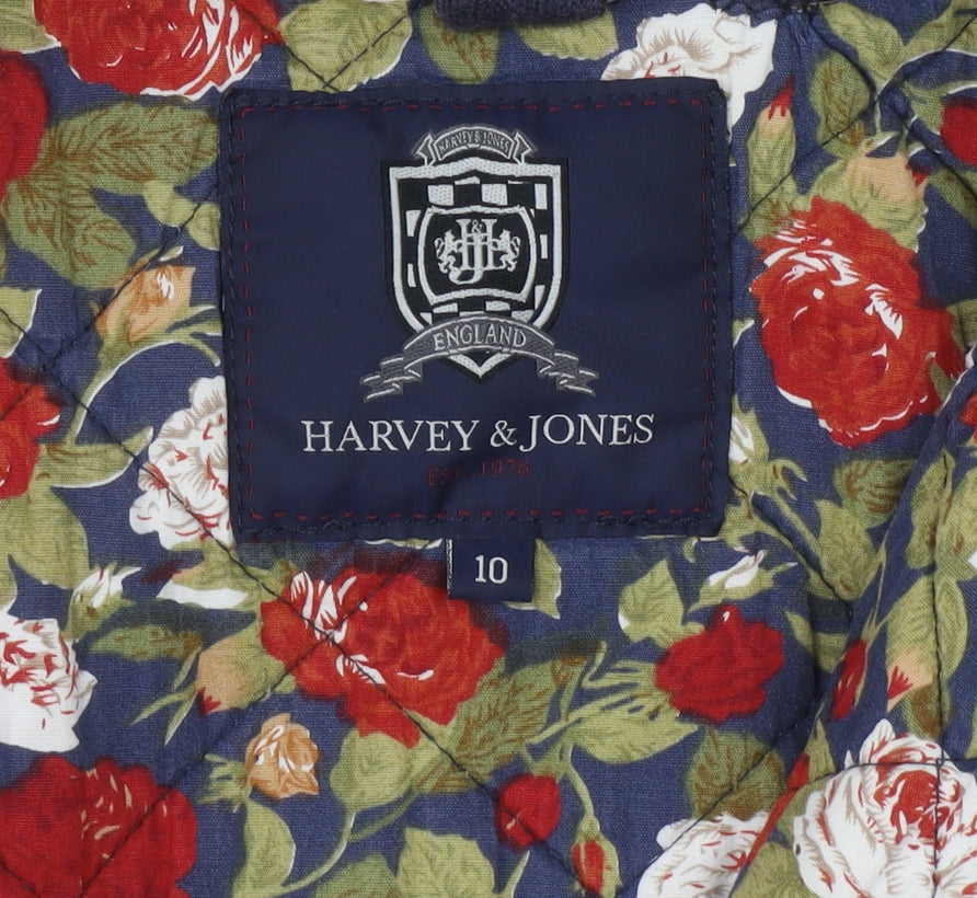 Harvey & Jones Women's Blue Quilted Mid-Length Jacket Size 10