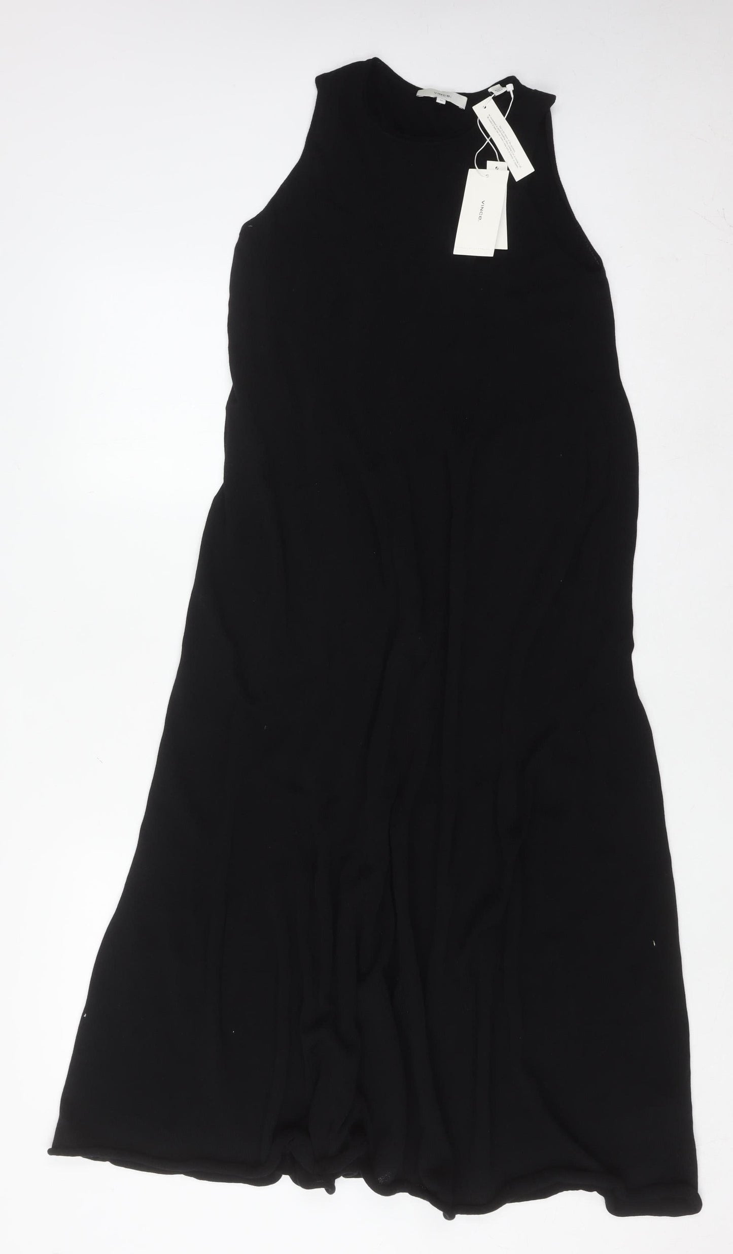 Vince Womens Black XS Sleeveless Cotton Midi Shift Dress
