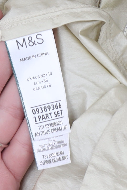 Marks and Spencer Womens Antique Cream Hooded Parka Jacket UK 10