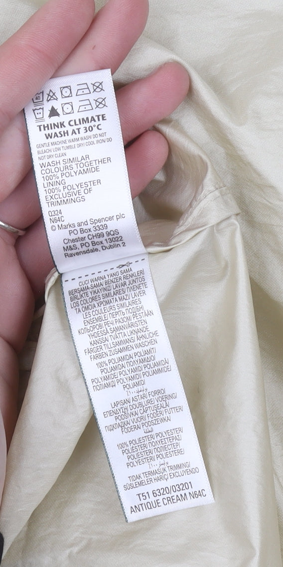 Marks and Spencer Womens Antique Cream Hooded Parka Jacket UK 10