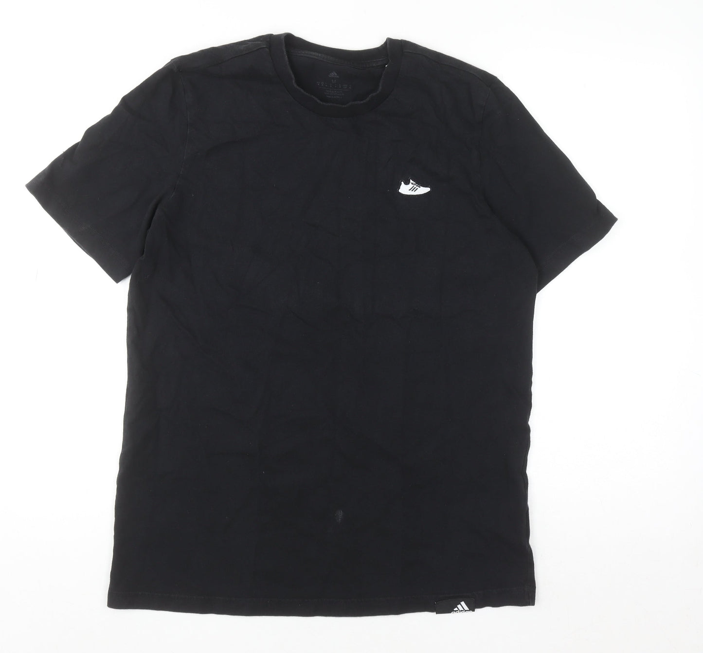 Adidas Men's Black Cotton Sports T-Shirt M Crew Neck Short Sleeve